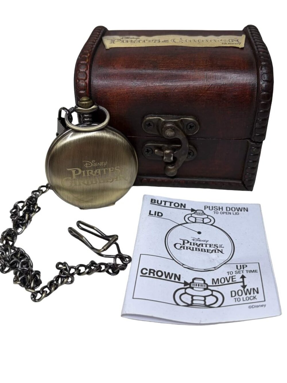 Disney Pirates of the Caribbean Movie Rewards Pocket Watch B20 w/ Treasure Chest
